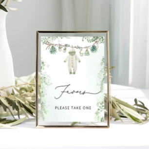 Babykleding Boho Sage Green Baby shower Favors Poster