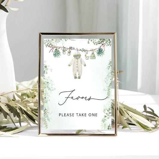 Babykleding Boho Sage Green Baby shower Favors Poster