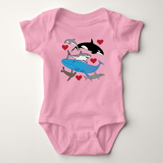 Babykleding, één stuk, marien leven romper (Voorkant)
