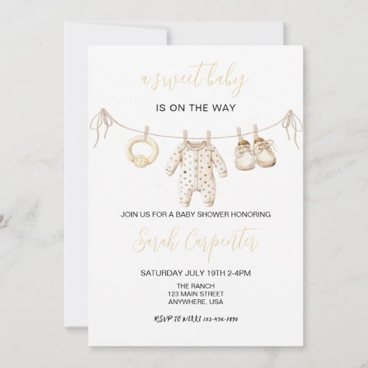 Babykleding Genderneutraal Baby shower Kaart (Voorkant)