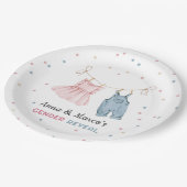Babykleding Geslacht onthullen Baby shower Papieren Bordje (Gekanteld)
