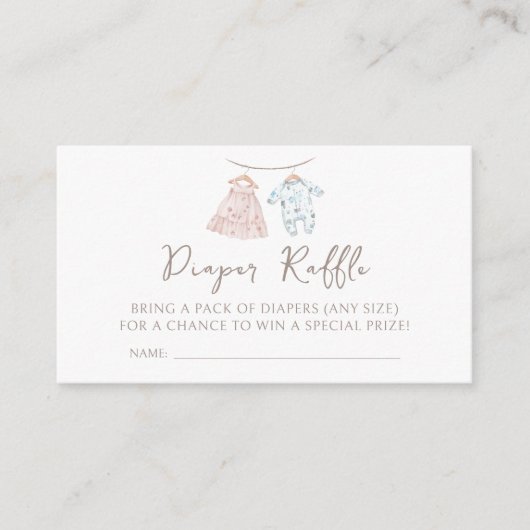 Babykleding Geslacht Onthullen Luier Raffle Informatiekaartje (Voorkant)