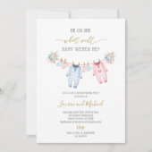 Babykleding Geslacht onthullen uitnodiging (Voorkant)