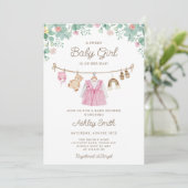 Babykleding Kledinglijn Boho Meisje Baby shower Kaart (Staand voorkant)