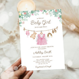 Babykleding Kledinglijn Boho Meisje Baby shower Kaart