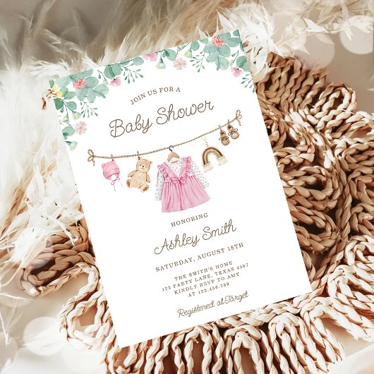 Babykleding Kledinglijn Boho Meisje Baby shower Kaart