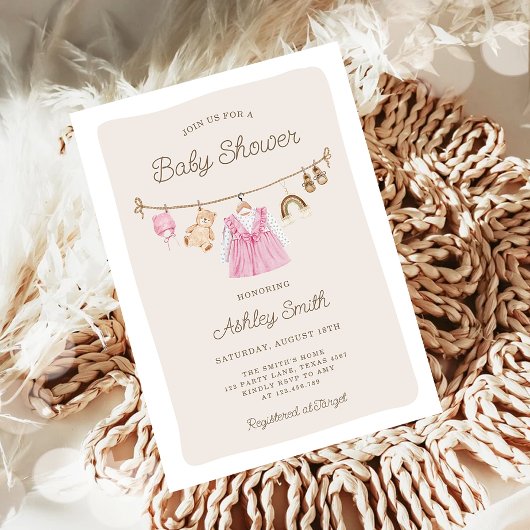 Babykleding Kledinglijn Boho Meisje Baby shower Kaart