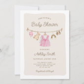 Babykleding Kledinglijn Boho Meisje Baby shower Kaart (Voorkant)