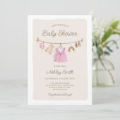 Babykleding Kledinglijn Boho Meisje Baby shower Kaart (Staand voorkant)