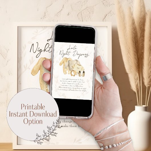 Babykleding Late Night Luiers Baby shower Poster