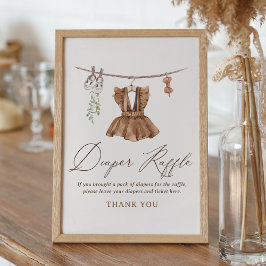 Babykleding Meisje Baby shower Luier Raffle Teken Poster