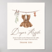 Babykleding Meisje Baby shower Luier Raffle Teken Poster (Voorkant)