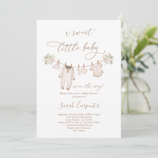 Babykleding Neutraal Baby shower Kaart (Staand voorkant)