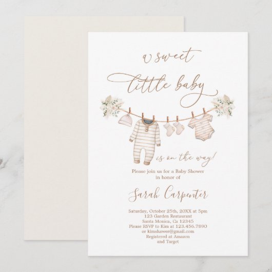 Babykleding Neutraal Baby shower Kaart (Voorkant / Achterkant)