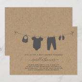 Babykleding op Clothesline Baby shower Invitation Bedankkaart (Voorkant / Achterkant)
