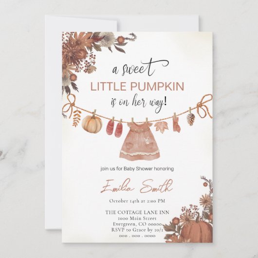 Babykleding Pompoen Meisje Baby shower Kaart (Voorkant)