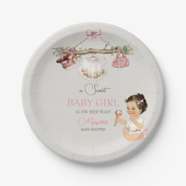 Babykleertjes Meisje Baby Shower Ivoor Roze Papieren Bordje