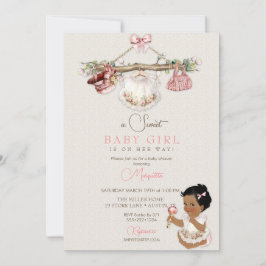 Babykleertjes Meisje Baby Shower Ivoorkleurig Roze Kaart