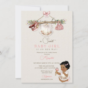 Babykleertjes Meisje Baby Shower Ivoorkleurig Roze Kaart