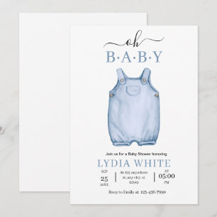 Babykleren Baby Shower Uitnodiging, Jongen baby Sh Kaart