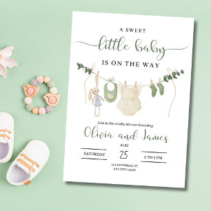 Babykleren Baby Shower Uitnodiging, Minimalistisch