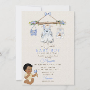 Babykleren Jongen Baby Shower Ivoor Blauw Kaart