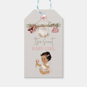 Babykleren meisje baby shower ivoor roze cadeaulabel
