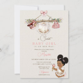 Babykleren Meisje Baby Shower Ivoor Roze Kaart