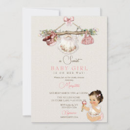 Babykleren Meisje Baby Shower Ivoor Roze Kaart