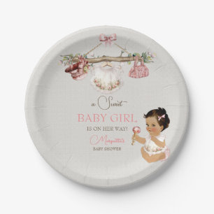 Babykleren Meisje Baby Shower Ivoor Roze Papieren Bordje