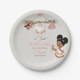 Babykleren Meisje Baby Shower Ivoor Roze Papieren Bordje