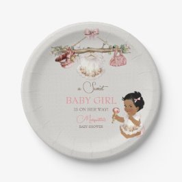 Babykleren Meisje Baby Shower Ivoor Roze Papieren Bordje