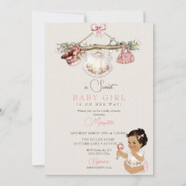 Babykleren Meisje Baby Shower Ivoorkleurig Roze Kaart