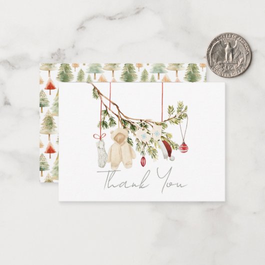 Babykleren Wasmachine Baby Shower Bedankt Notitiekaartje (Voorkant / Achterkant in situ)