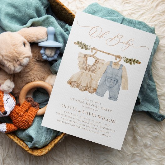 Babykleren Watercolor Rustieke Geslacht Reveal Kaart