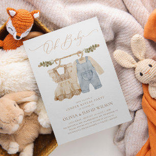 Babykleren Watercolor Rustieke Geslacht Reveal Kaart