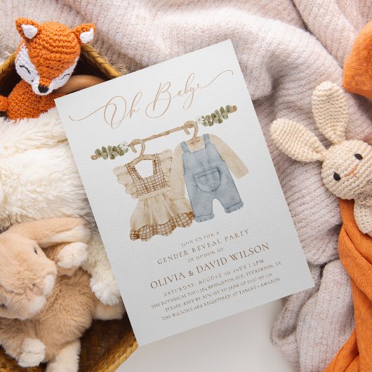 Babykleren Watercolor Rustieke Geslacht Reveal Kaart