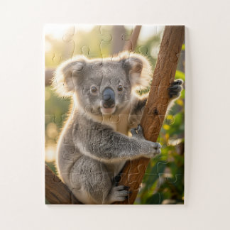 Babykoalaa die zich aan een boom vasthoudt legpuzzel
