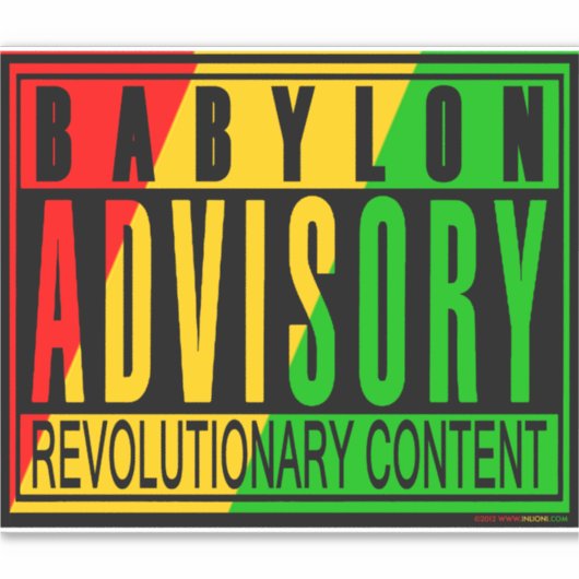 Babylon Advisory Revolutionair RASTA REGGAE Sticker (Voorkant)