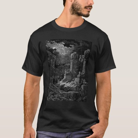 Babylon Fallen Gustave Dore Bijbelse kunst T-shirt (Voorkant)