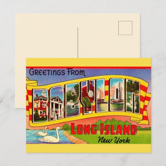 Babylon Long Island Begroetingsansichtkaart Briefkaart (Voorkant / Achterkant)