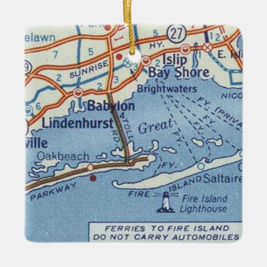 Babylon NY  kaart Keramisch Ornament (Voorkant)