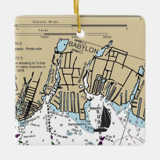 Babylon NY Nautical Chart Keramisch Ornament (Voorkant)