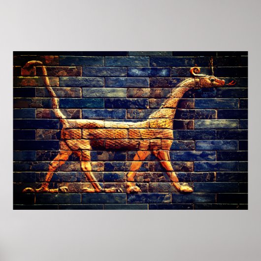 BABYLONIAN SNAKE DRAGONS Antique Assyrian Art Poster (Voorkant)