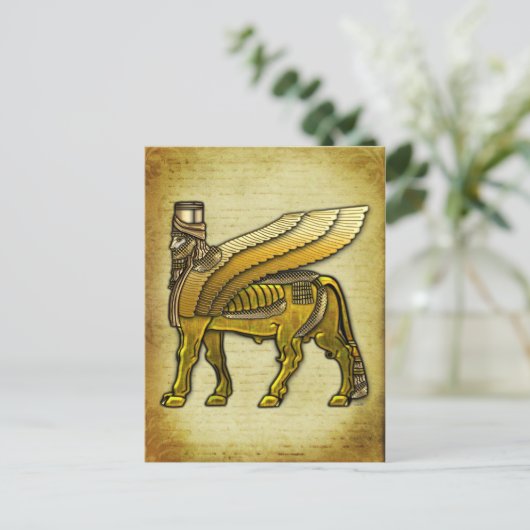 Babylonian Winged Bull Lamassu Briefkaart (Staand voorkant)