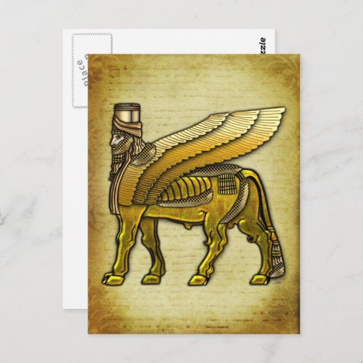 Babylonian Winged Bull Lamassu Briefkaart (Voorkant / Achterkant)