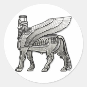 Babylonian Winged Bull Lamassu Ronde Sticker