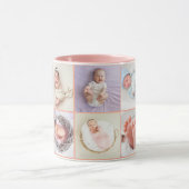 Babymeisje eerste jaar foto collage script Roze Mok (Midden)