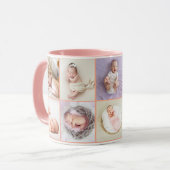 Babymeisje eerste jaar foto collage script Roze Mok (Voorkant links)