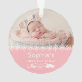 Babymeisje Eerste Kerstmis Gepersonaliseerde Fotor Ornament (achterkant)